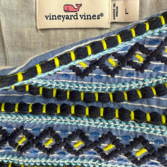 Vineyard Vines Blue Striped Embroidered Mini Shift Dress Large Sleeveless - Picture 8 of 12